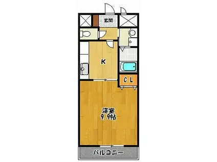 アンプルールクラージュKAZUBON(1K/1階)の間取り写真