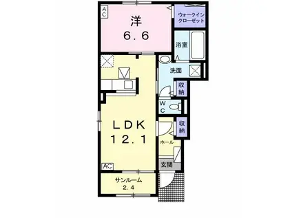 サンビレッジ ハナゾノI(1LDK/1階)の間取り写真