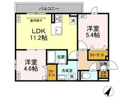 セレスティア細田C C(2LDK/3階)の間取り写真