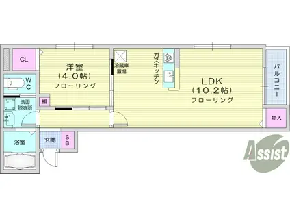 GRANDCHARIOT 大和町(1LDK/3階)の間取り写真