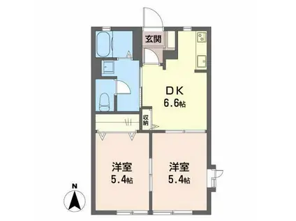 ぼんじょるの A(2DK/1階)の間取り写真