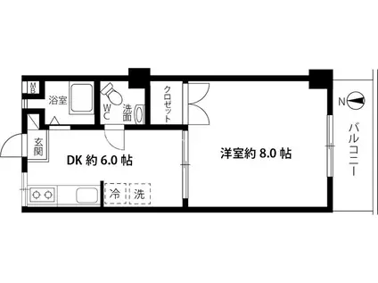 常盤台セイワハイム(1DK/4階)の間取り写真