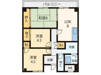 フォレスト神宮前(3LDK/2階)の間取り写真