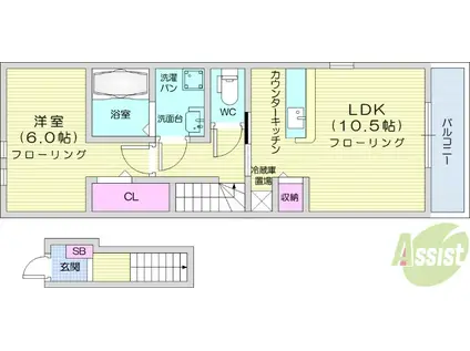 サンリット佐正Ⅱ(1LDK/2階)の間取り写真