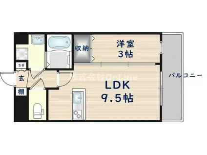 LUXE布施東II(1LDK/2階)の間取り写真