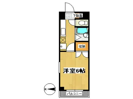 アルカディア二日町(1K/3階)の間取り写真