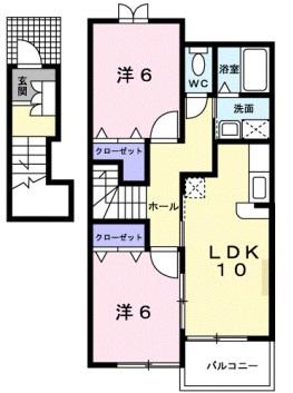 サニーコート I(2LDK/2階)の間取り写真
