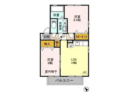 ロワール神鳥谷 B(2LDK/1階)の間取り写真