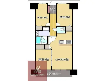 キングマンション弁天町II(3LDK/4階)の間取り写真