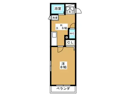 BERRY COURT(1K/2階)の間取り写真