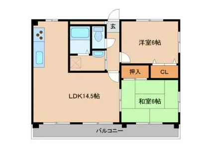 フル―ヴ394(2LDK/1階)の間取り写真