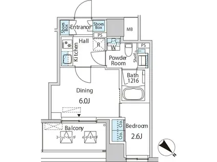 エムエー月島(1DK/7階)の間取り写真