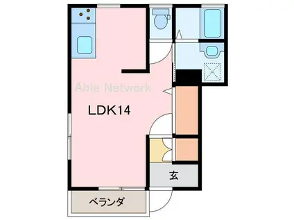 ガーデンハイツKIICHI II(ワンルーム/1階)の間取り写真