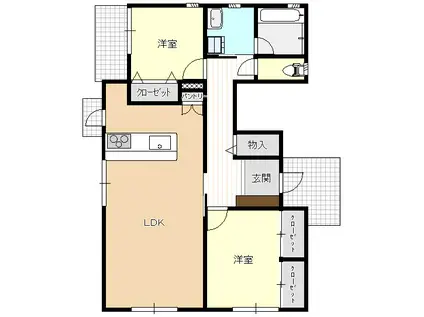 ヴィレッジハウスK(2LDK/1階)の間取り写真