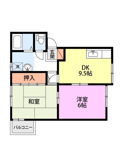 アネックスリバティー(2DK/2階)の間取り写真