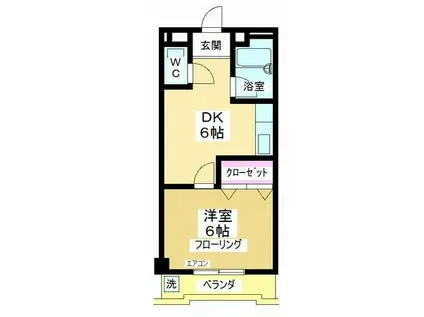 日の出ビル(1DK/5階)の間取り写真