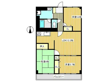 クリスタルガーデン(3LDK/3階)の間取り写真