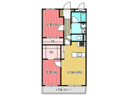 エスポワール壱番館(2LDK/1階)の間取り写真