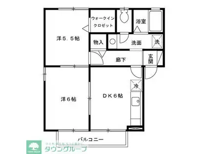 ルミエールセンジュ(2DK/2階)の間取り写真