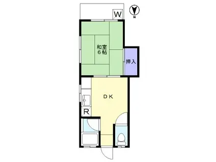 富田コーポ(1DK/2階)の間取り写真
