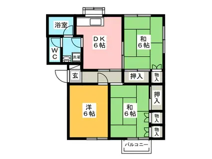 ホームライクハラ(3DK/1階)の間取り写真