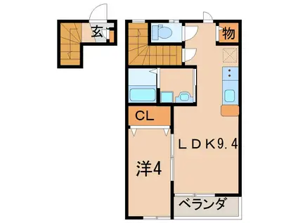 エリーゼ笹谷駅前(1LDK/2階)の間取り写真