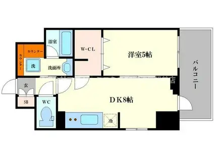 エステムコート北堀江(1LDK/12階)の間取り写真