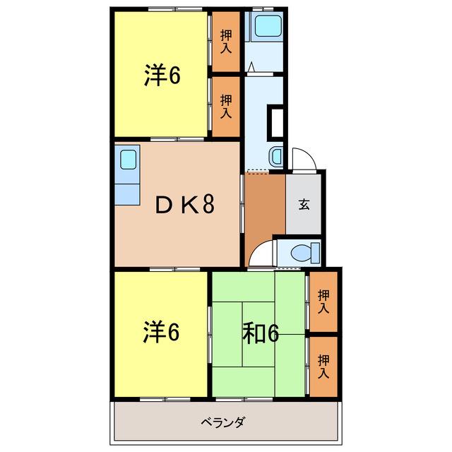 クリーンシティー(3DK/1階)の間取り写真