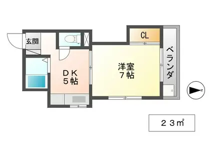 第一神崎ハイツ(1DK/3階)の間取り写真