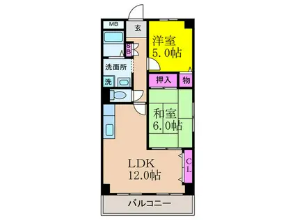 如月マンション(2LDK/4階)の間取り写真
