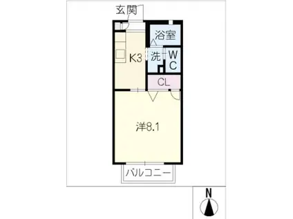 アイキャン(1K/1階)の間取り写真