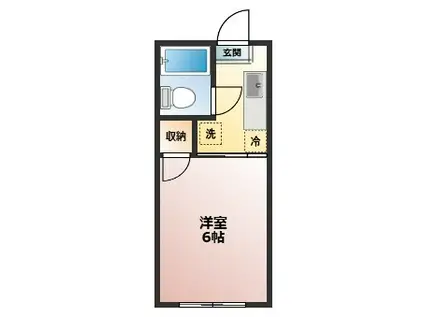 コーポリリー(1K/2階)の間取り写真
