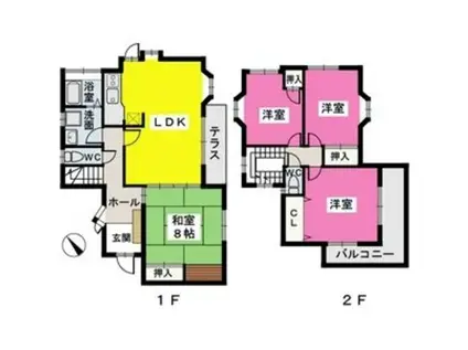 茶山2丁目(4LDK/1階)の間取り写真