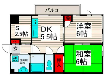 コーポアサカ第5(2SDK/2階)の間取り写真