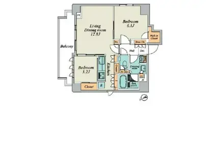 クレストコート文京湯島(2LDK/10階)の間取り写真