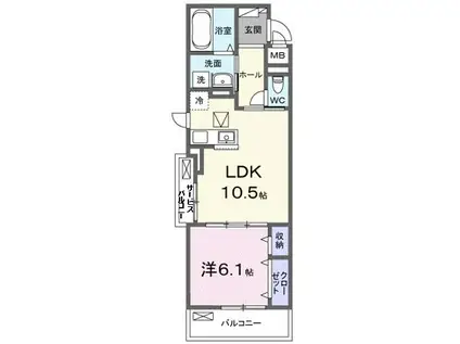 フルール近江(1LDK/1階)の間取り写真