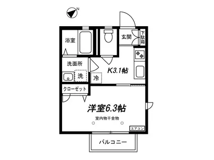 ダンデリオン(1K/2階)の間取り写真