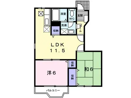 ガーデンヒルズ三咲VI(2LDK/1階)の間取り写真