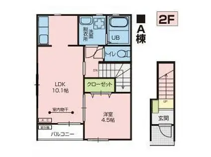 グレンディール A棟(1LDK/2階)の間取り写真