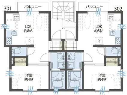 デザイナーズSIESTADUO秋津ARBOLHAUS(1LDK/3階)の間取り写真