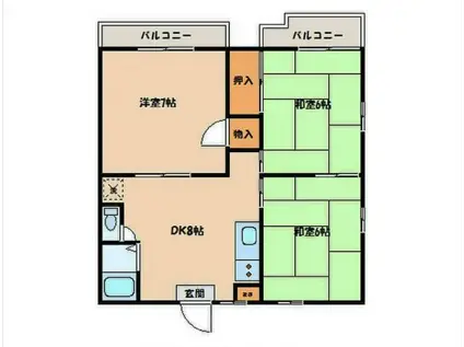 ハイツハナブサII(3DK/1階)の間取り写真