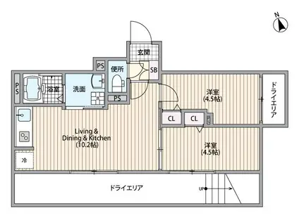 HJクラウンI(2LDK/B1階)の間取り写真