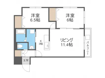 エルドラード富丘(2LDK/4階)の間取り写真