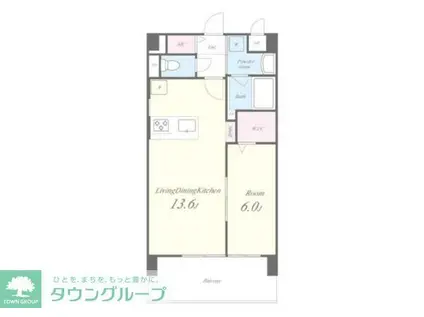 ALUNA 千歳船橋(1LDK/5階)の間取り写真