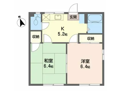 フォーブルインター B セ(2K/1階)の間取り写真