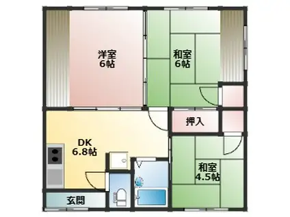 しんかいアパート(3DK/2階)の間取り写真