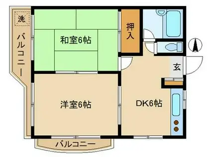 村上コーポ 日本人のみ(2DK/2階)の間取り写真