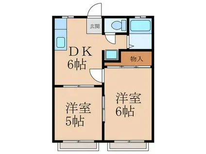 コーポ平野B棟(2DK/1階)の間取り写真