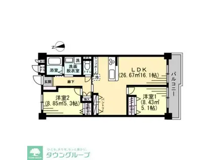 メゾン岸谷(2LDK/2階)の間取り写真