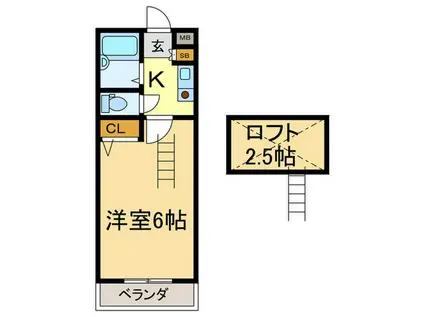 ピアネージュ御影(1K/4階)の間取り写真